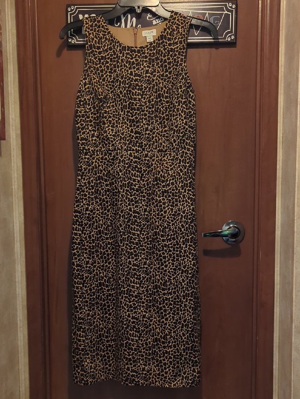 J. Crew Leopard Print Sleeveless Midi Dress - Tan/Black